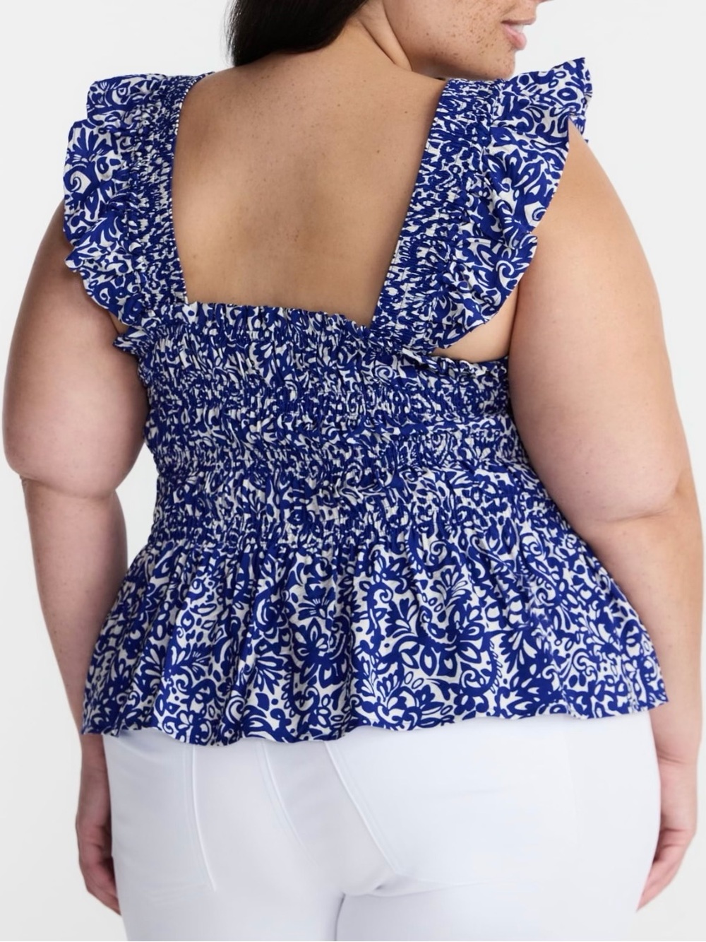 Smocked Square Neck Ruffle Tank Top - Picture 2 of 5
